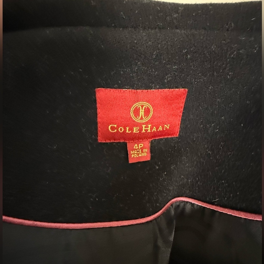 Cole Haan Wool Cashmere black midi large collar soft warm preppy winter coat 4P - Picture 13 of 14